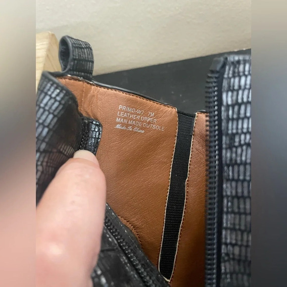 Donald Pliner Metallic Lizard Print Leather Boot Size 7 Goth Unique Rock - Picture 8 of 11